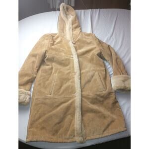 Vintage Dennis Basso Suede Leather Penny Lane Fur Lined Coat Women Small Y2K